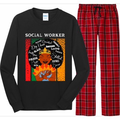 Black Social Worker Queen Black History Month Melanin Gift Long Sleeve Pajama Set