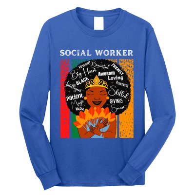 Black Social Worker Queen Black History Month Melanin Gift Long Sleeve Shirt