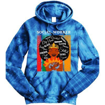 Black Social Worker Queen Black History Month Melanin Gift Tie Dye Hoodie