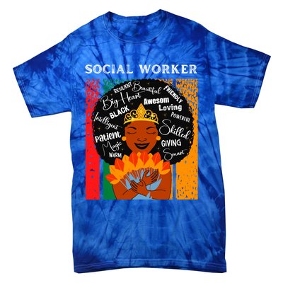 Black Social Worker Queen Black History Month Melanin Gift Tie-Dye T-Shirt