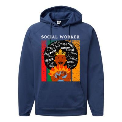 Black Social Worker Queen Black History Month Melanin Gift Performance Fleece Hoodie