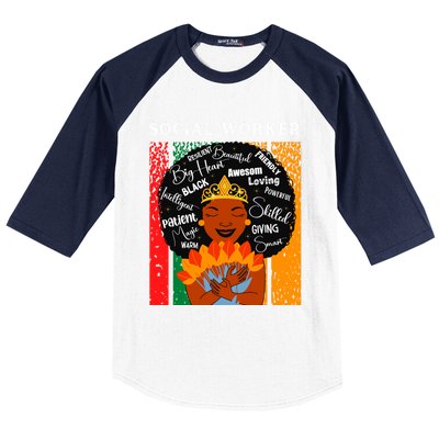 Black Social Worker Queen Black History Month Melanin Gift Baseball Sleeve Shirt