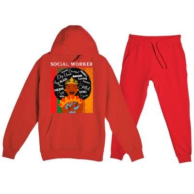 Black Social Worker Queen Black History Month Melanin Gift Premium Hooded Sweatsuit Set