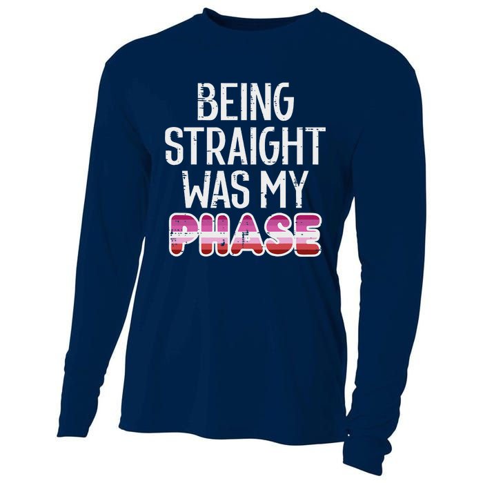 Being Straight Was My Phase Lesbian Funny Lgbtq Pride Flag Cooling Performance Long Sleeve Crew