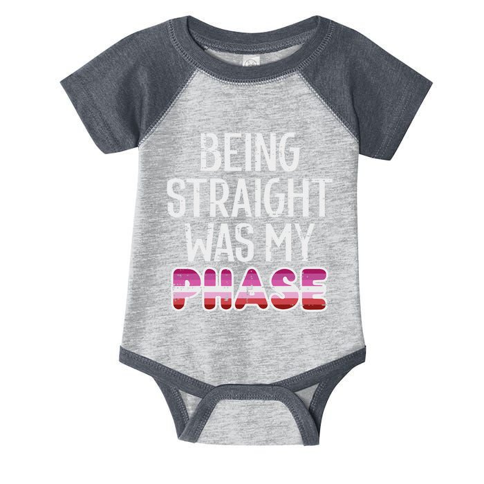 Being Straight Was My Phase Lesbian Funny Lgbtq Pride Flag Infant Baby Jersey Bodysuit