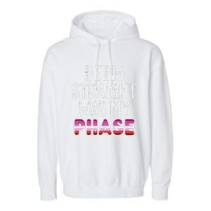 Being Straight Was My Phase Lesbian Funny Lgbtq Pride Flag Garment-Dyed Fleece Hoodie