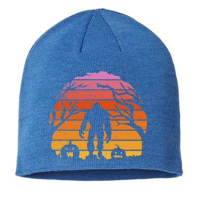 Bigfoot Silhouette With Pumpkins Halloween Yeti Retro Funny Sustainable Beanie