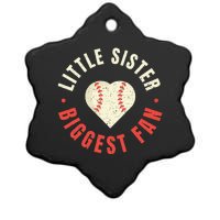 Baseball Sister Womens Little Sister Biggest Fan Tee Ball Ceramic Star Ornament