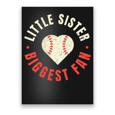 Baseball Sister Womens Little Sister Biggest Fan Tee Ball Poster