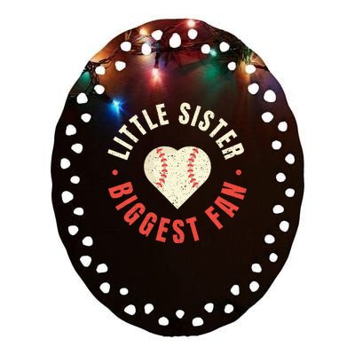 Baseball Sister Womens Little Sister Biggest Fan Tee Ball Ceramic Oval Ornament