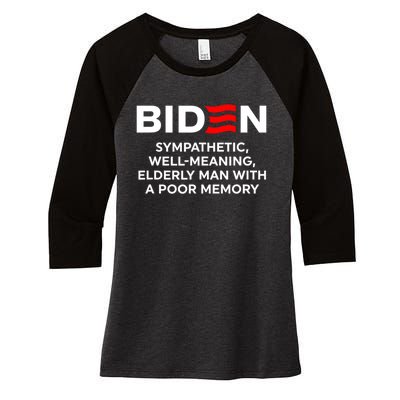 Biden Sympathetic Wellmeaning Elderly Man With Poor Memory Women's Tri-Blend 3/4-Sleeve Raglan Shirt