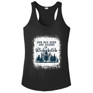 Bleached She was born and raised in wishabitch woods camper Ladies PosiCharge Competitor Racerback Tank