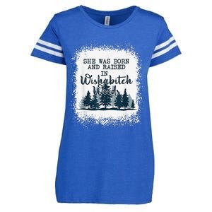 Bleached She was born and raised in wishabitch woods camper Enza Ladies Jersey Football T-Shirt