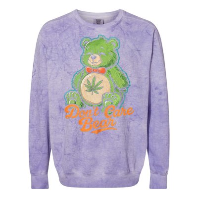 Bear Smoking Weed Holding Bong DonT Care Bear Marijuana Colorblast Crewneck Sweatshirt