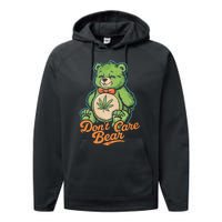 Bear Smoking Weed Holding Bong DonT Care Bear Marijuana Performance Fleece Hoodie