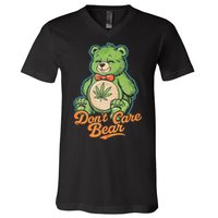 Bear Smoking Weed Holding Bong DonT Care Bear Marijuana V-Neck T-Shirt