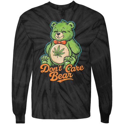 Bear Smoking Weed Holding Bong DonT Care Bear Marijuana Tie-Dye Long Sleeve Shirt