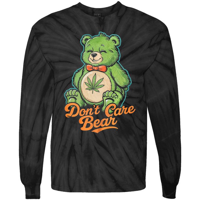 Bear Smoking Weed Holding Bong DonT Care Bear Marijuana Tie-Dye Long Sleeve Shirt