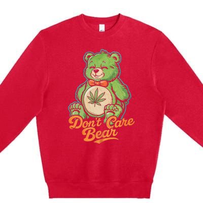 Bear Smoking Weed Holding Bong DonT Care Bear Marijuana Premium Crewneck Sweatshirt