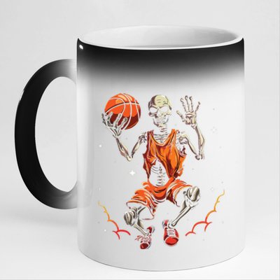 Basketball Skeleton Women Basketball Player Halloween Premium 11oz Black Color Changing Mug