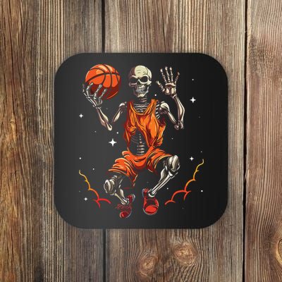 Basketball Skeleton Women Basketball Player Halloween Premium Coaster