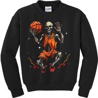 Basketball Skeleton Women Basketball Player Halloween Premium Kids Sweatshirt