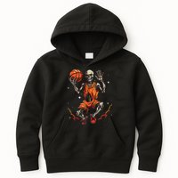 Basketball Skeleton Women Basketball Player Halloween Premium Kids Hoodie