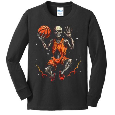 Basketball Skeleton Women Basketball Player Halloween Premium Kids Long Sleeve Shirt