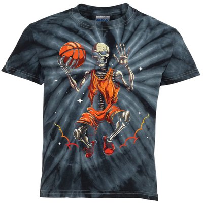 Basketball Skeleton Women Basketball Player Halloween Premium Kids Tie-Dye T-Shirt