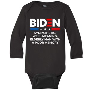 Biden Sympathetic Wellmeaning Elderly Man With Poor Memory Baby Long Sleeve Bodysuit