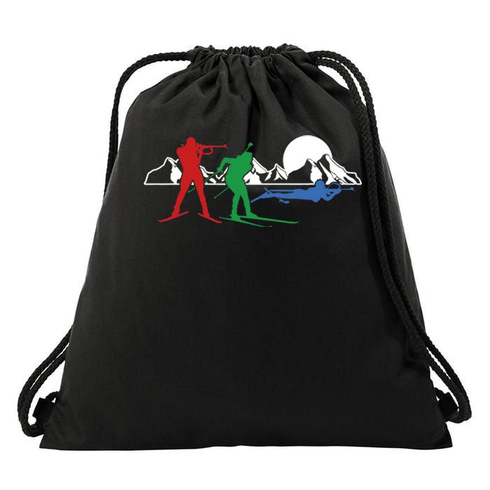 Biathlon Ski Winter Sports Cross Country Skiing Snow Gift Drawstring Bag