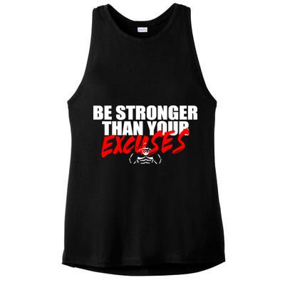 Brian Shaw Wearing Be Stronger Than Your Excuses Ladies PosiCharge Tri-Blend Wicking Tank