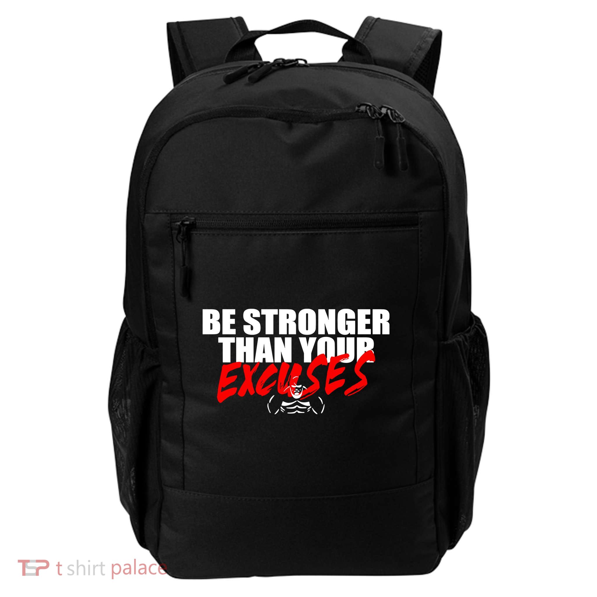 Brian Shaw Wearing Be Stronger Than Your Excuses Backpack