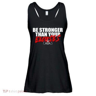 Brian Shaw Wearing Be Stronger Than Your Excuses Ladies Essential Flowy Tank