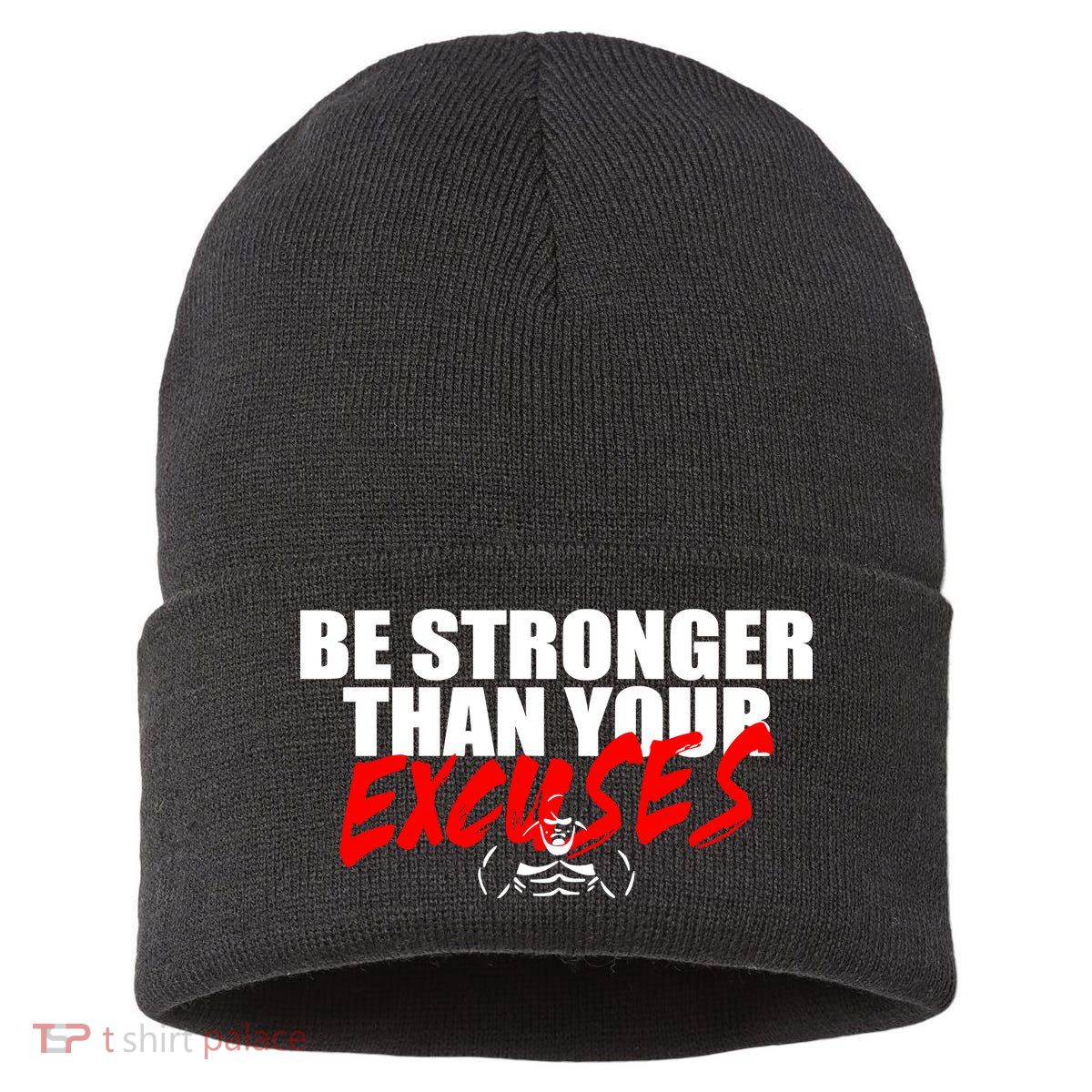 Brian Shaw Wearing Be Stronger Than Your Excuses Sustainable Knit Beanie