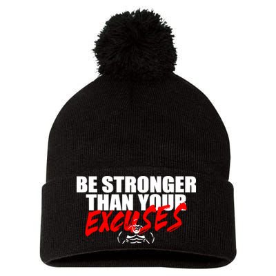 Brian Shaw Wearing Be Stronger Than Your Excuses Pom Pom 12in Knit Beanie