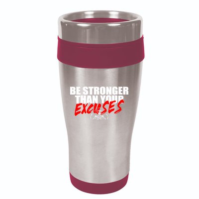 Brian Shaw Wearing Be Stronger Than Your Excuses 16oz Travel Tumbler