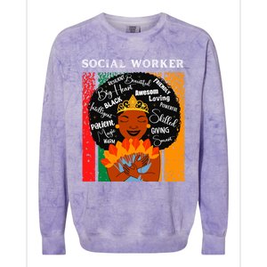 Black Social Worker Queen Black History Month Melanin Cute Gift Colorblast Crewneck Sweatshirt