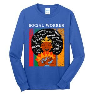 Black Social Worker Queen Black History Month Melanin Cute Gift Tall Long Sleeve T-Shirt