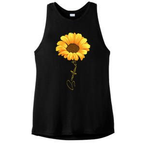 Beautiful Sunflower With Lettering Sunflower For Women Ladies PosiCharge Tri-Blend Wicking Tank