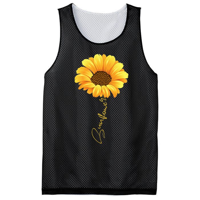 Beautiful Sunflower With Lettering Sunflower For Women Mesh Reversible Basketball Jersey Tank