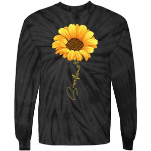 Beautiful Sunflower With Lettering Sunflower For Women Tie-Dye Long Sleeve Shirt