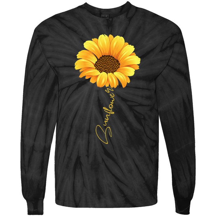 Beautiful Sunflower With Lettering Sunflower For Women Tie-Dye Long Sleeve Shirt