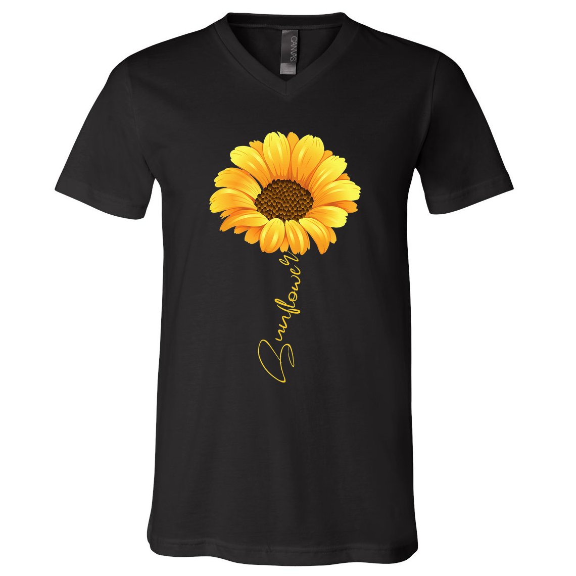 Beautiful Sunflower With Lettering Sunflower For Women V-Neck T-Shirt