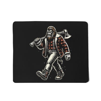 Bigfoot Sasquatch Woodworking Lumberjack Logger Print Design Mousepad