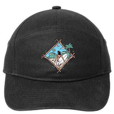 Beautiful Surfer Woman On The Beach Holiday Gift Surf 7-Panel Snapback Hat