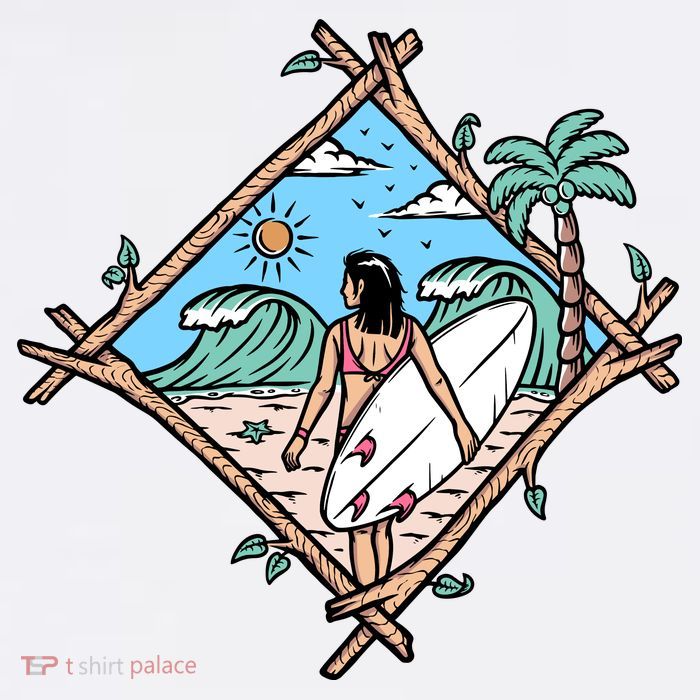 Beautiful Surfer Woman On The Beach Holiday Gift Surf Tall T-Shirt