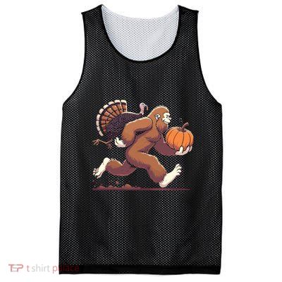 Bigfoot Sasquatch With Turkey And Pumpkin For Thanksgiving Mesh Reversible Basketball Jersey Tank