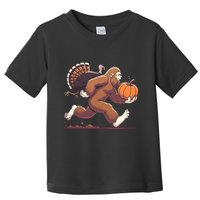 Bigfoot Sasquatch With Turkey And Pumpkin For Thanksgiving Toddler T-Shirt