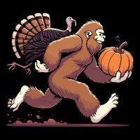 Bigfoot Sasquatch With Turkey And Pumpkin For Thanksgiving Toddler T-Shirt